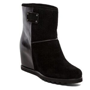 Marc Jacobs Black Suede and Leather Boots Booties Wedge Platform Black